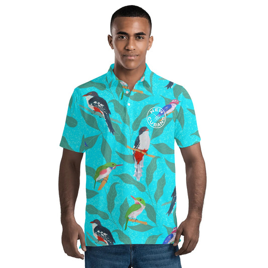 Nostalgia Birds Mens Polo Shirt