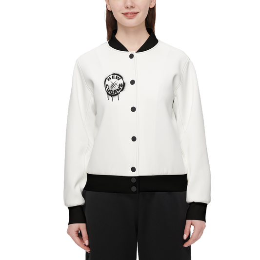 Women's Double Layered Bomber Sports Jacket-Techno Scuba Knit
