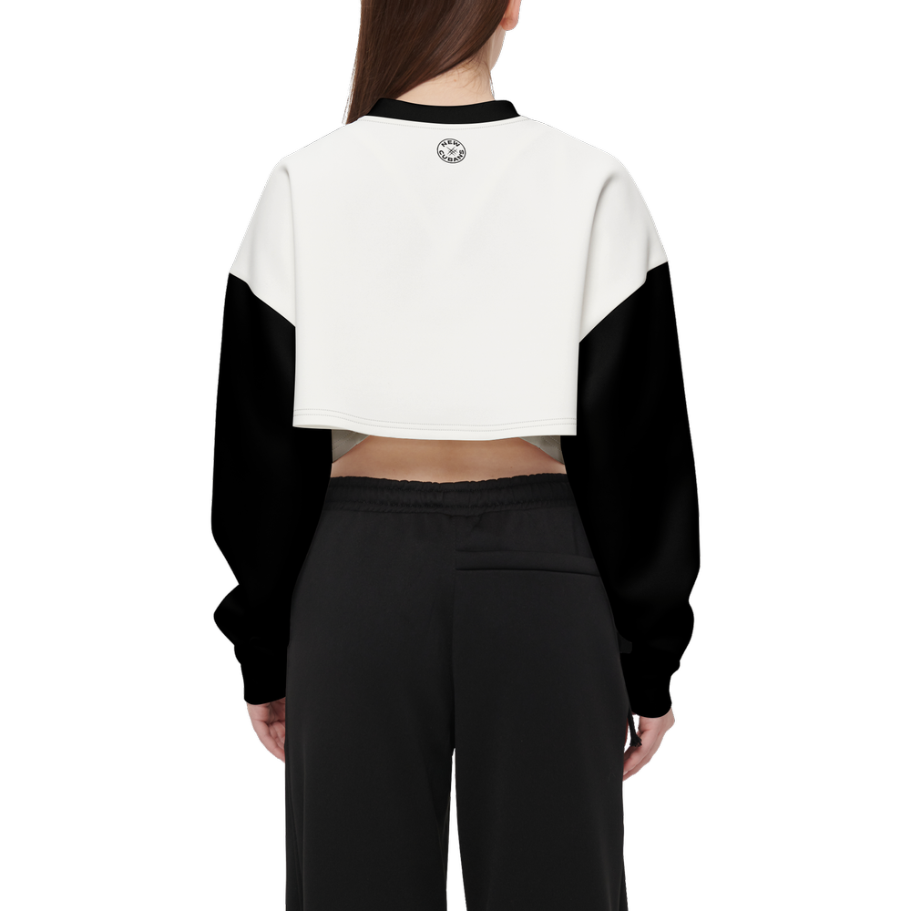 Aymee Women's Cropped Crewneck Sweatshirt-Techno Scuba Knit