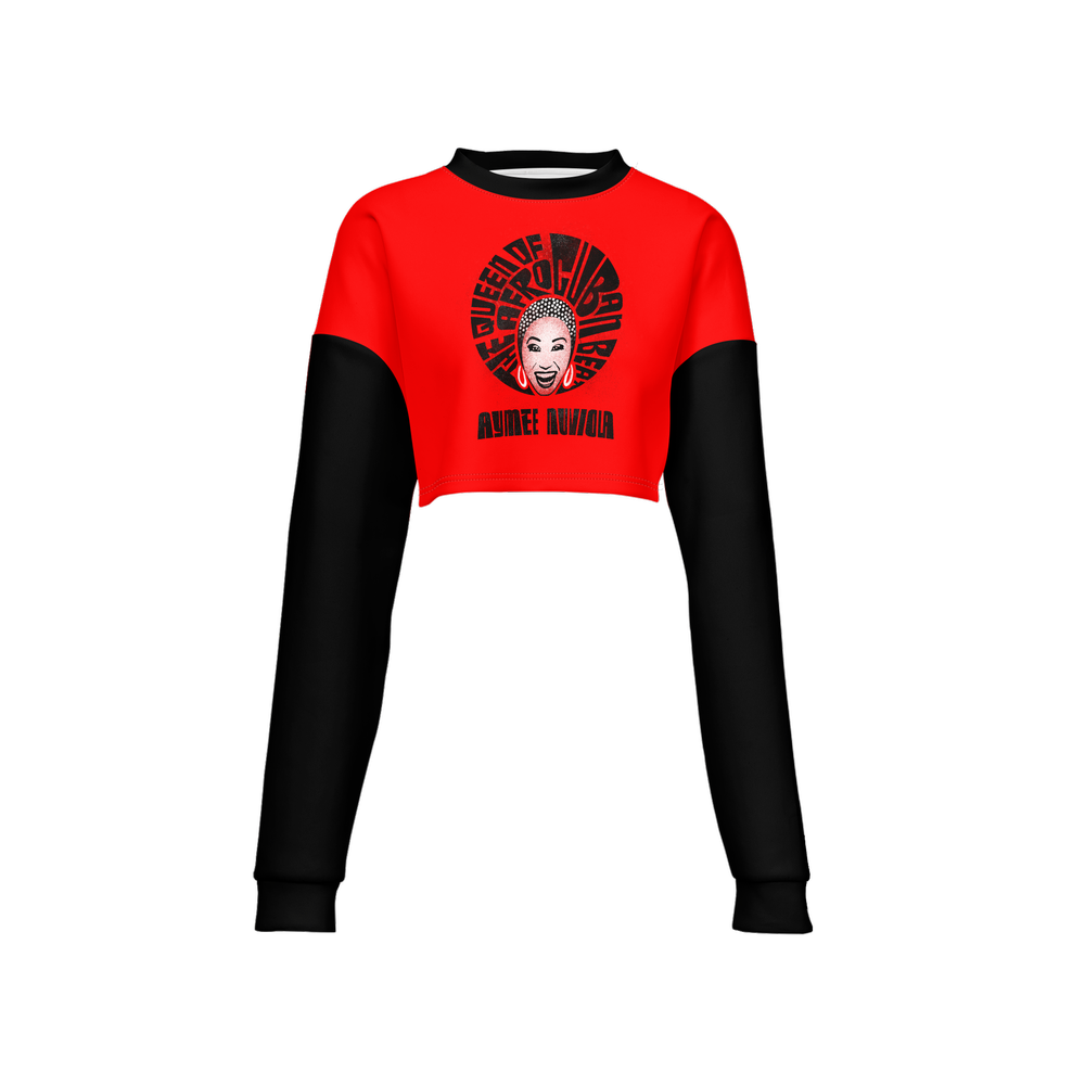 Aymee Women's Cropped Crewneck Sweatshirt-Techno Scuba Knit