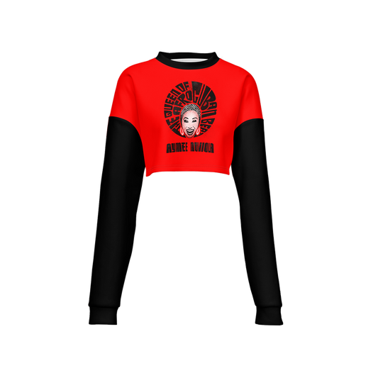 Aymee Women's Cropped Crewneck Sweatshirt-Techno Scuba Knit