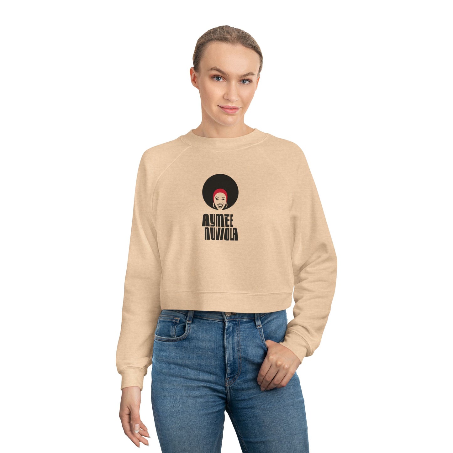 Aymee Women's Cropped Fleece Pullover with Afro Design - Trendy & Casual Sweatshirt for Celebrations