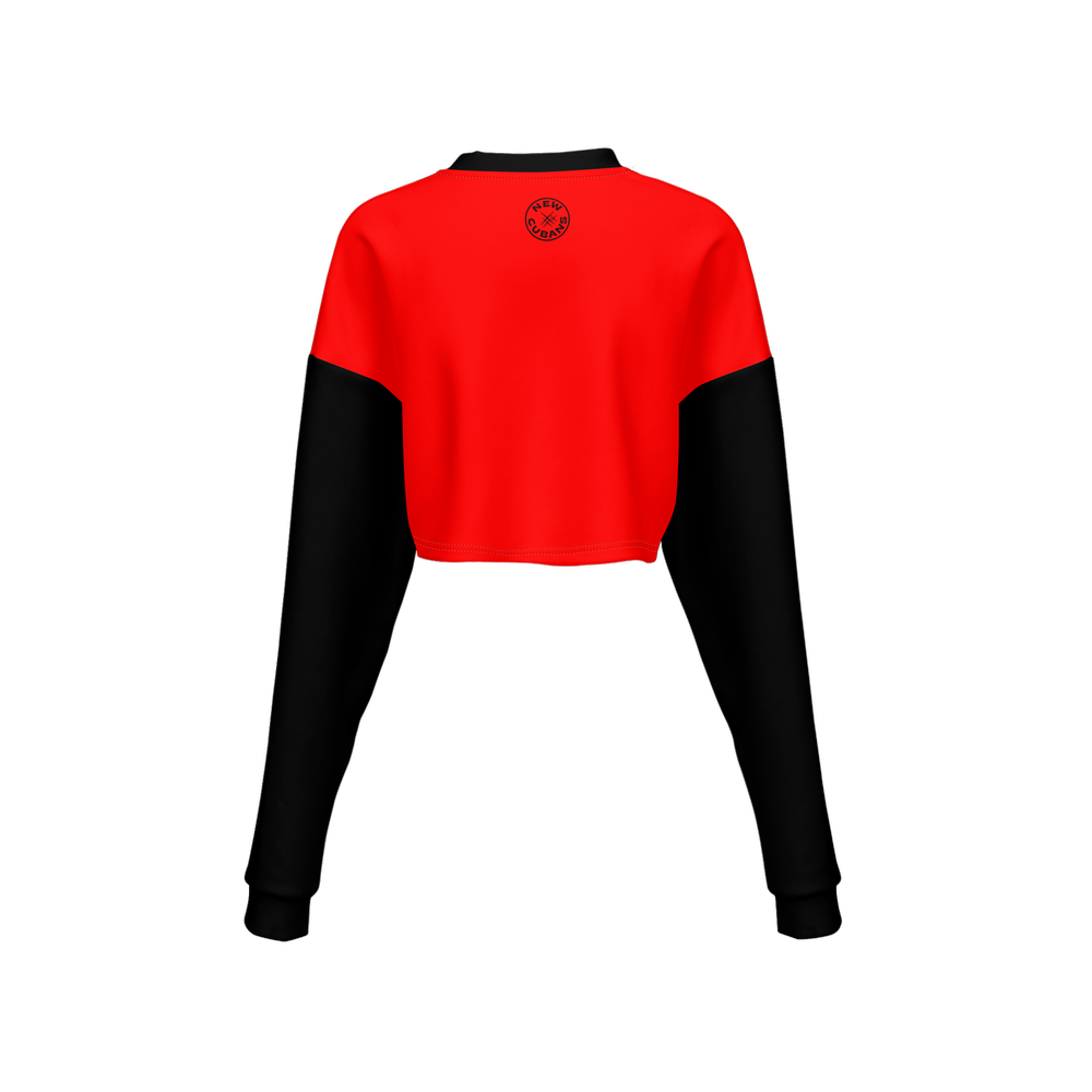 Aymee Women's Cropped Crewneck Sweatshirt-Techno Scuba Knit