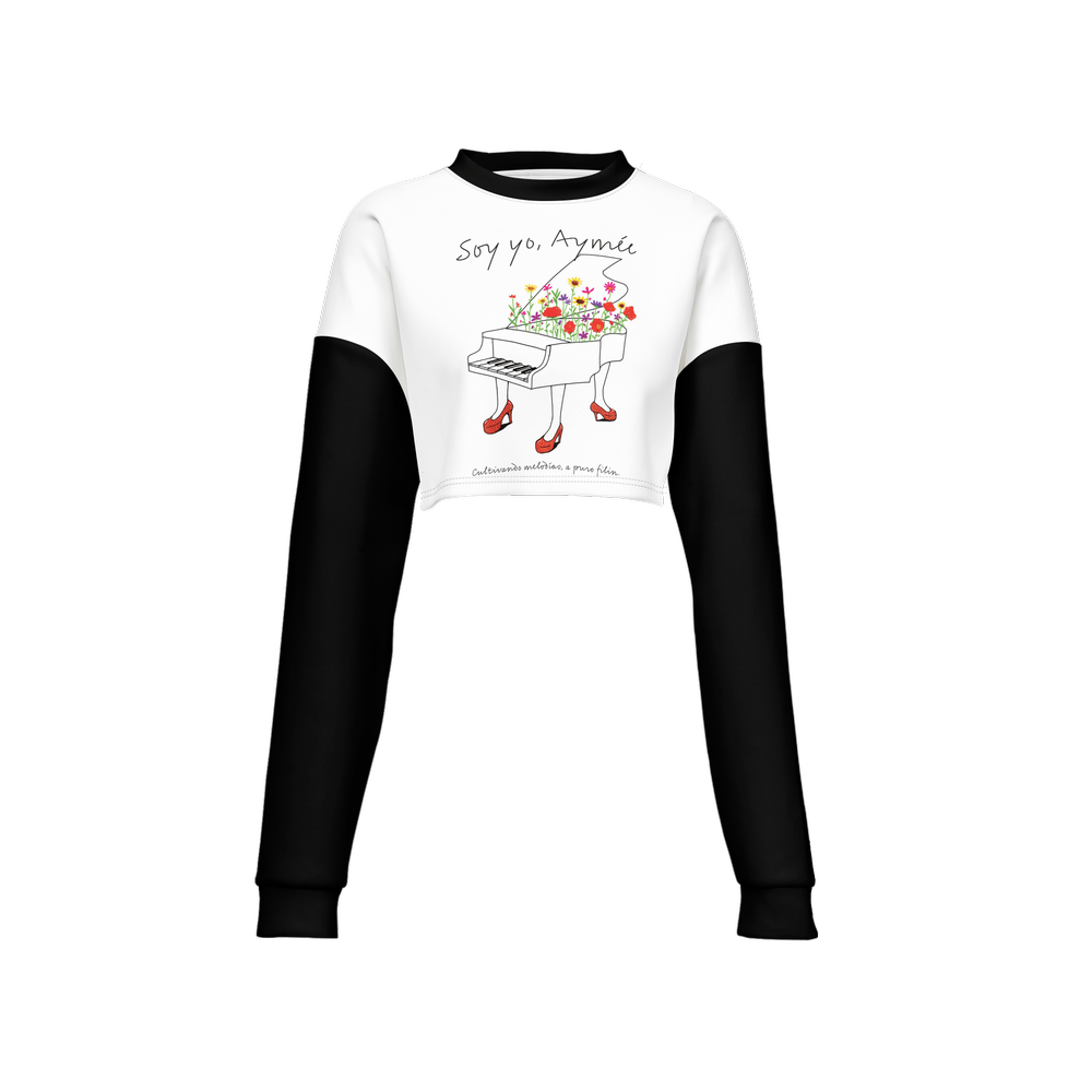 Aymee Women's Cropped Crewneck Sweatshirt-Techno Scuba Knit