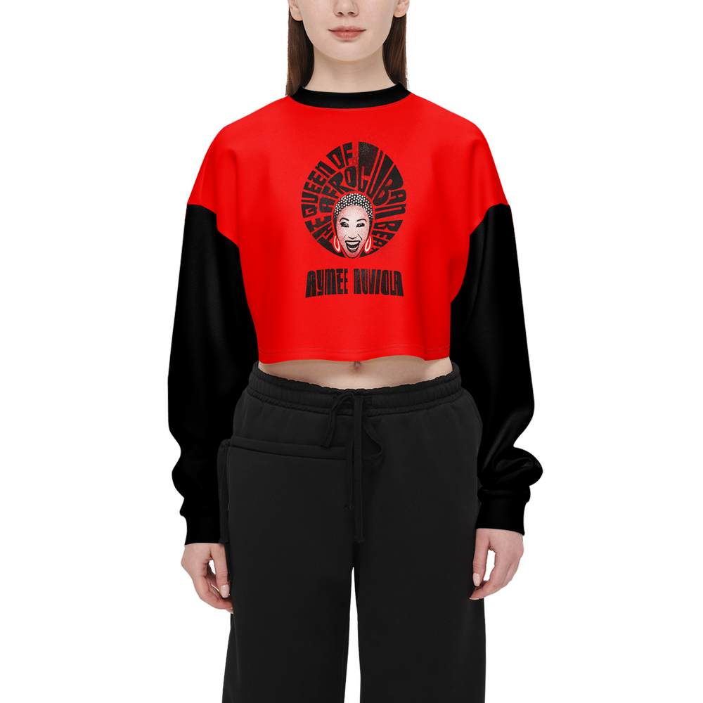 Aymee Women's Cropped Crewneck Sweatshirt-Techno Scuba Knit