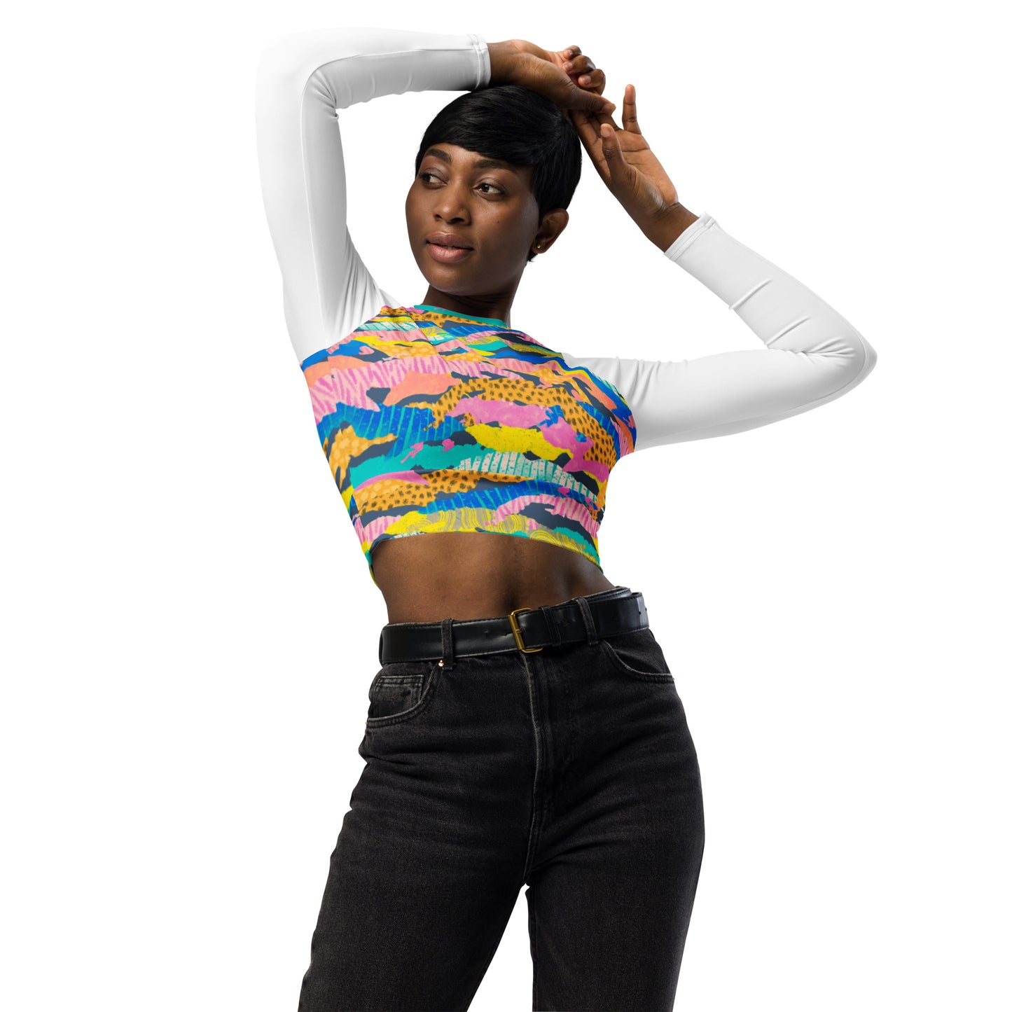 Recycled long-sleeve crop top