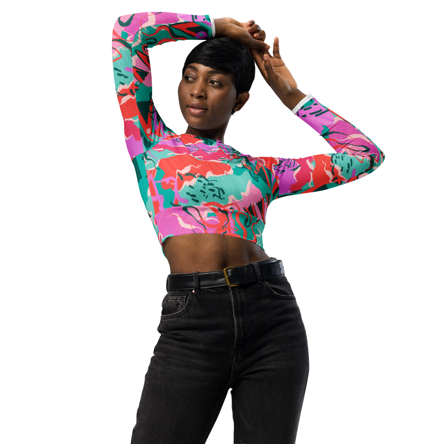 Recycled long-sleeve crop top