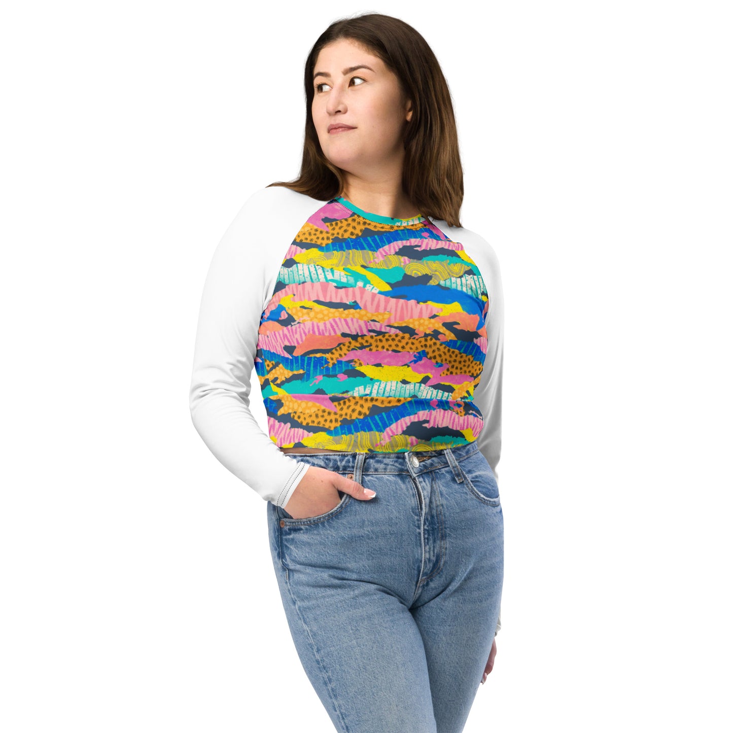 Recycled long-sleeve crop top