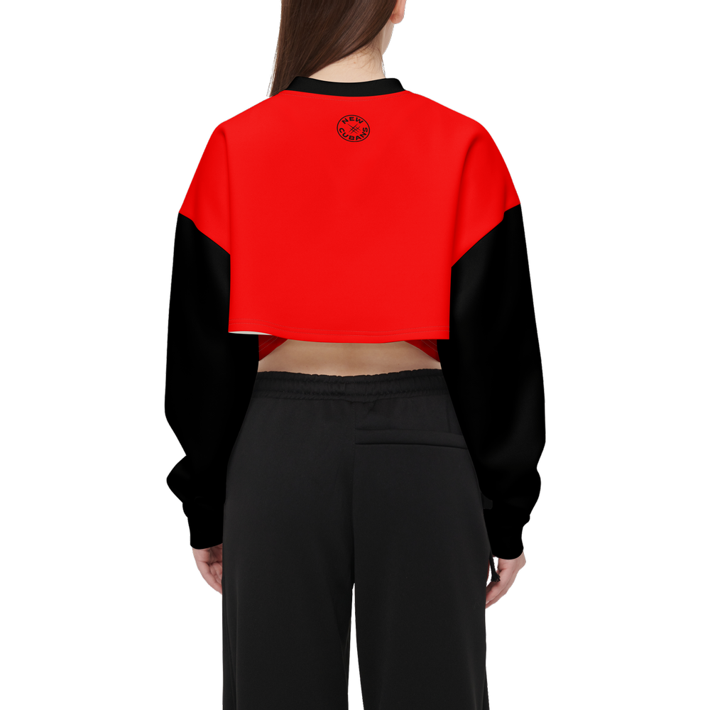 Aymee Women's Cropped Crewneck Sweatshirt-Techno Scuba Knit